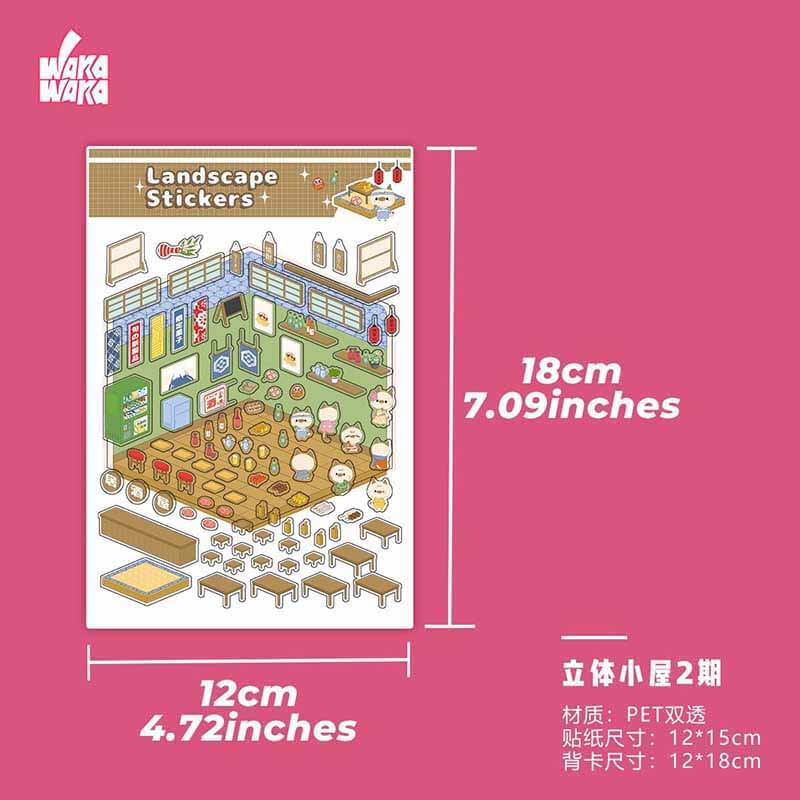 Kitten Life DIY 3D Scene Stickers 6 Cute Miniature Scenes(S)