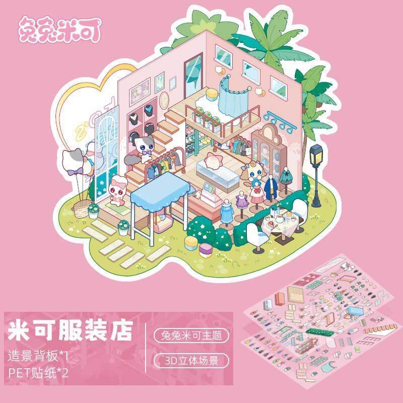 Knock & Create Tales DIY 3D Scene Stickers 4 Cute Miniature Scenes