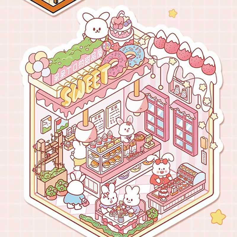 Autocollants 3D DIY Furry Friends Tycoon : 4 scènes miniatures mignonnes