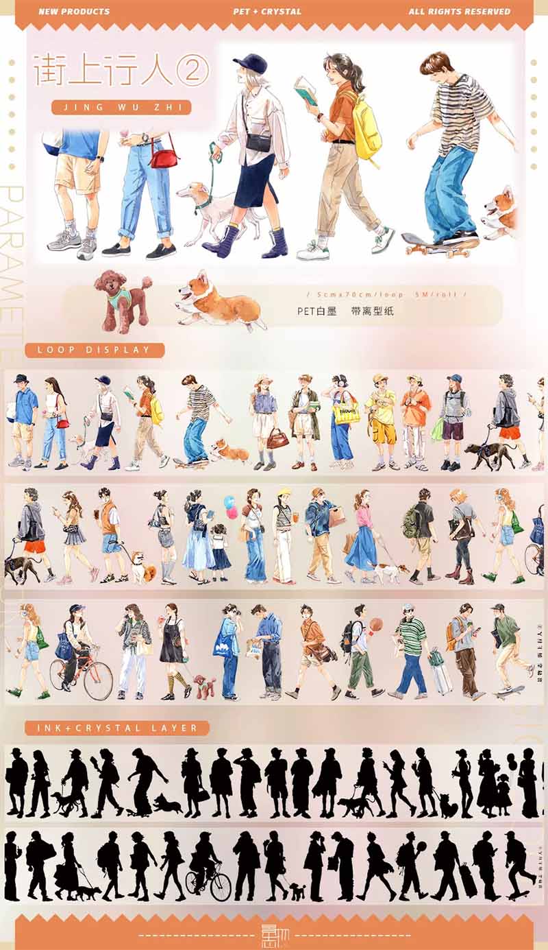 Street Sea View Pedestrian DIY Journal Sticker Tape