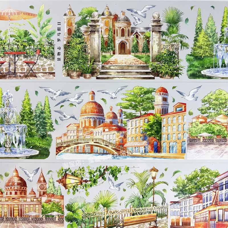 Roman Town PET Journal Collage Sticker
