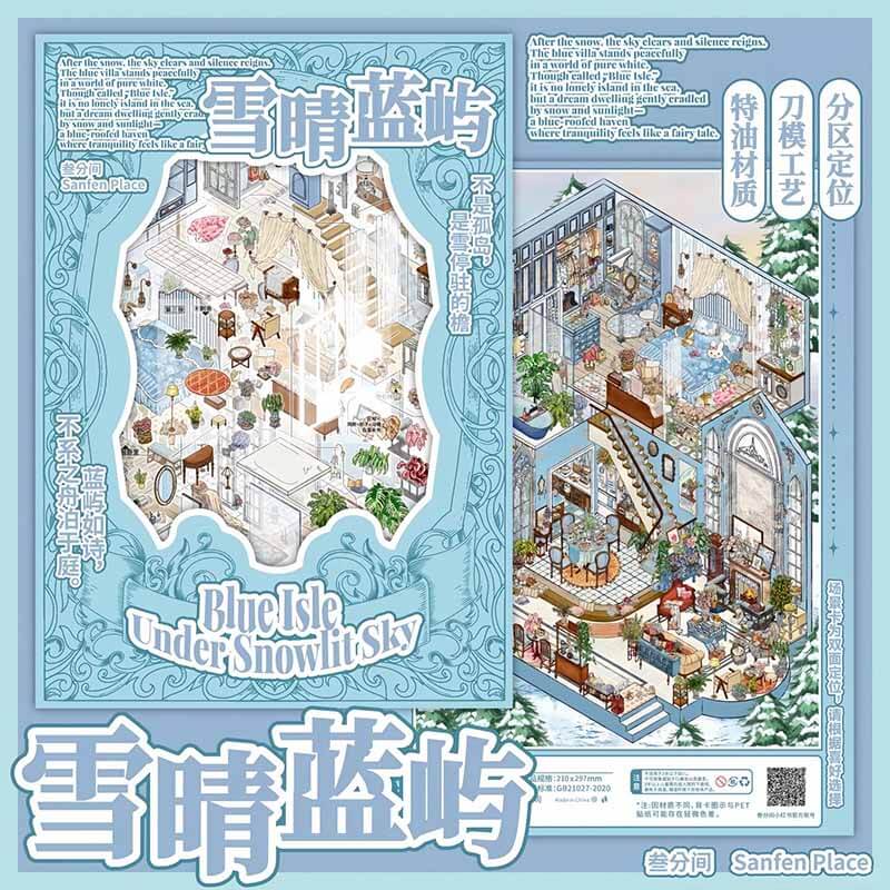 Autumn Snow Residence DIY 3D Scene Stickers With Guide Lines(L)