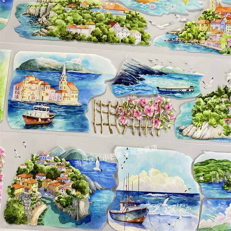 Island Town PET Journal Collage Sticker