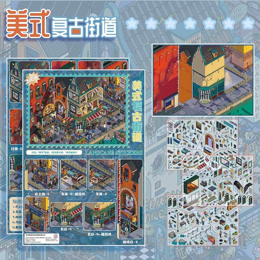 Old Dream Lane DIY 3D Scene Stickers 3 Cute Scenes(L)