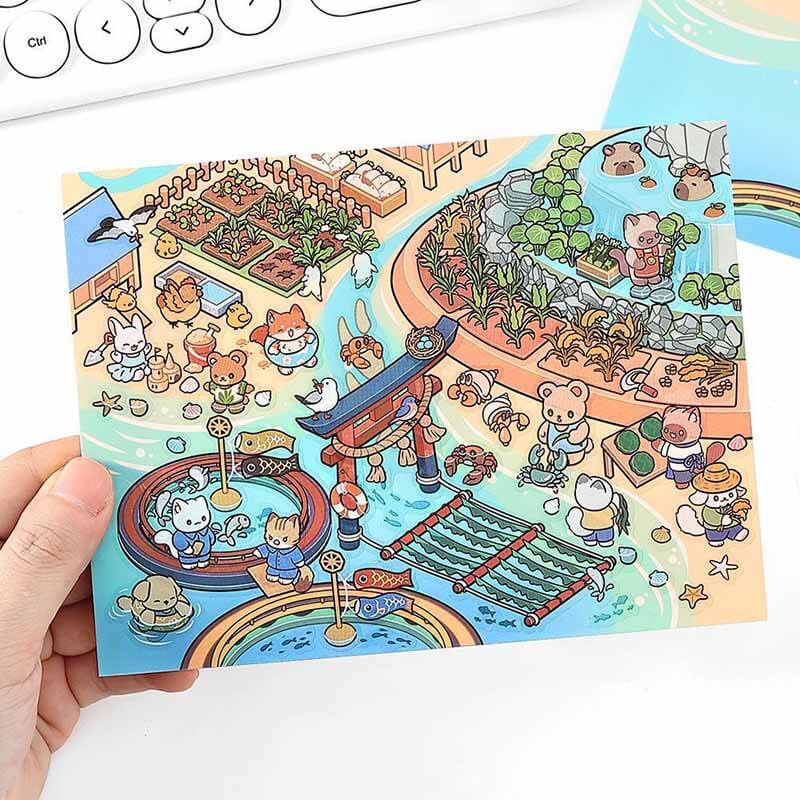 Coastal & Woodland Charms DIY 3D Scene Stickers 4 Cute Miniature Scenes(S)