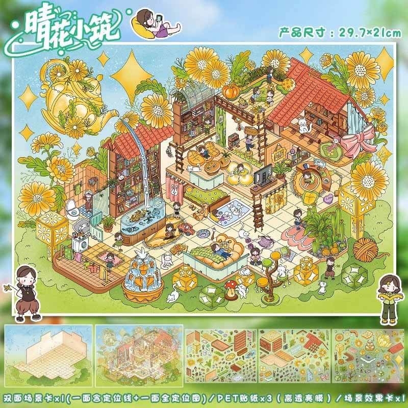 Floral Residence DIY 3D Scene Stickers 2 Cute Scenes(L)