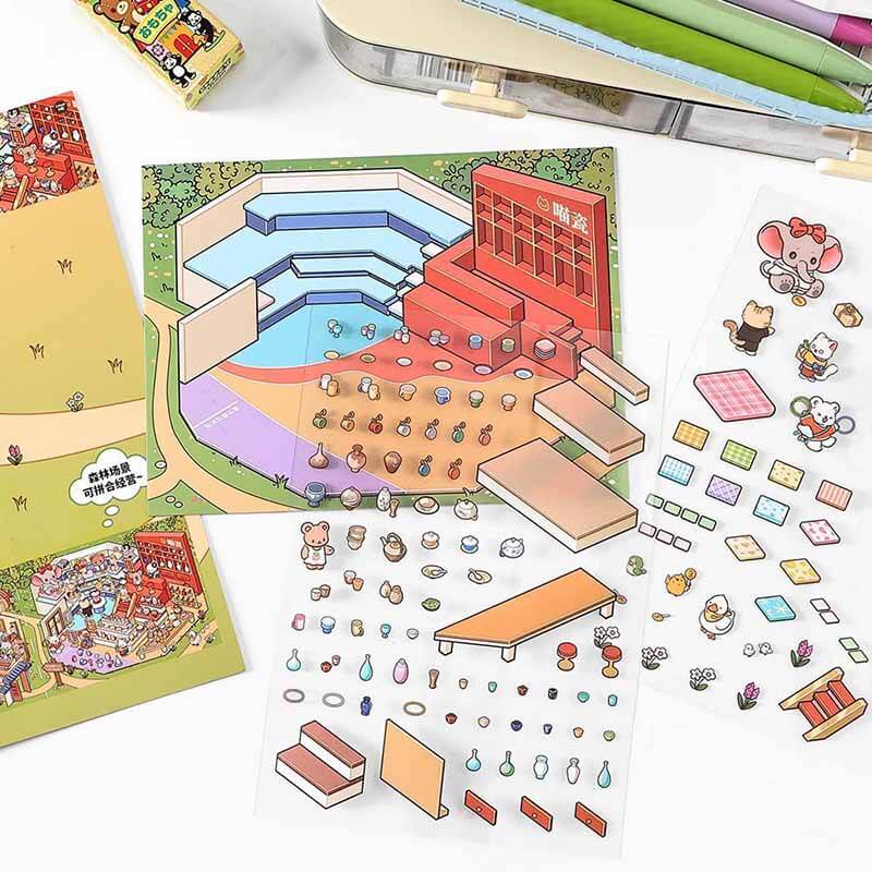 Coastal & Woodland Charms DIY 3D Scene Stickers 4 Cute Miniature Scenes(S)