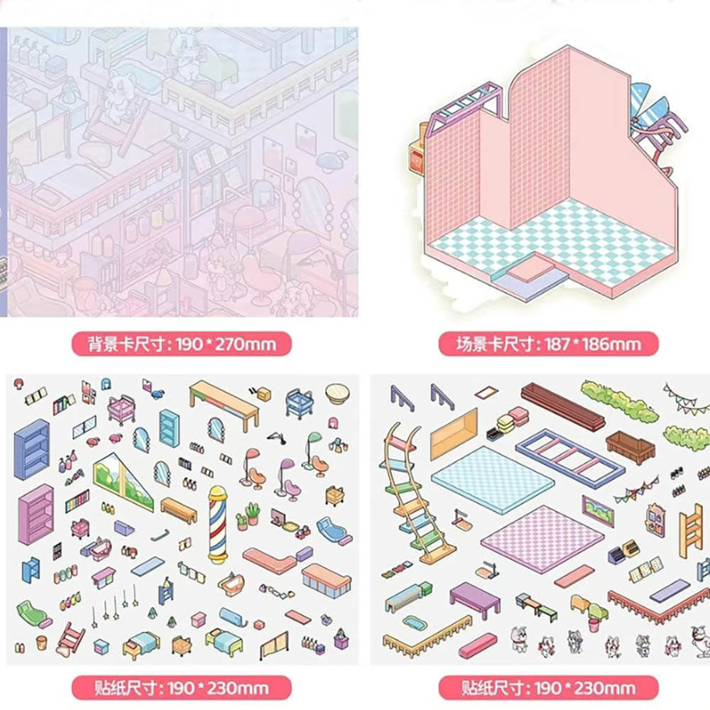 Jolly Factory DIY 3D Scene Stickers 3 Cute Miniature Scenes(L)