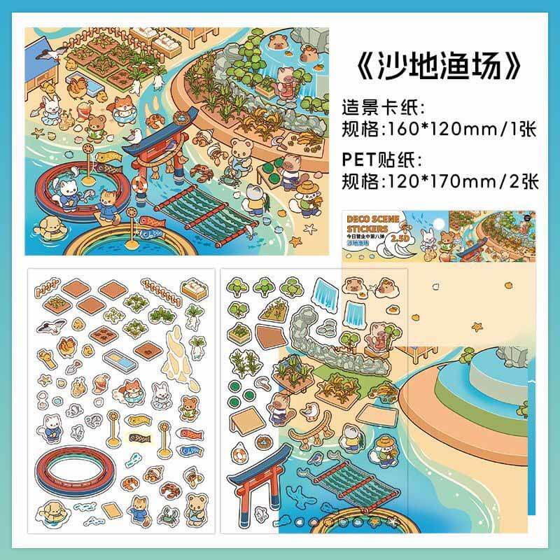 Coastal & Woodland Charms DIY 3D Scene Stickers 4 Cute Miniature Scenes(S)