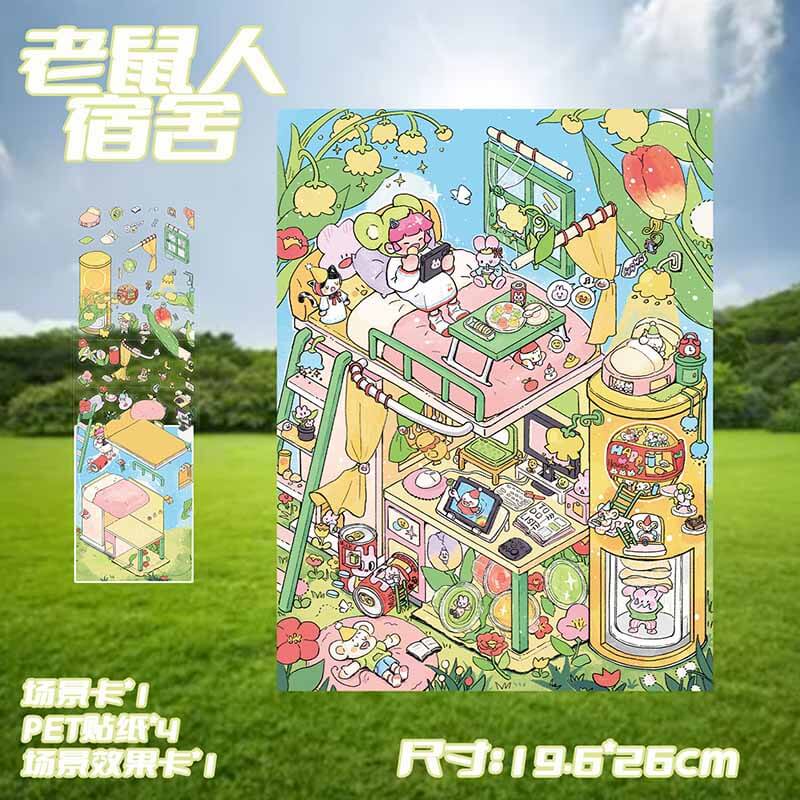 Cozy Foodie Village DIY 3D Scene Stickers Cute Scenes(L)