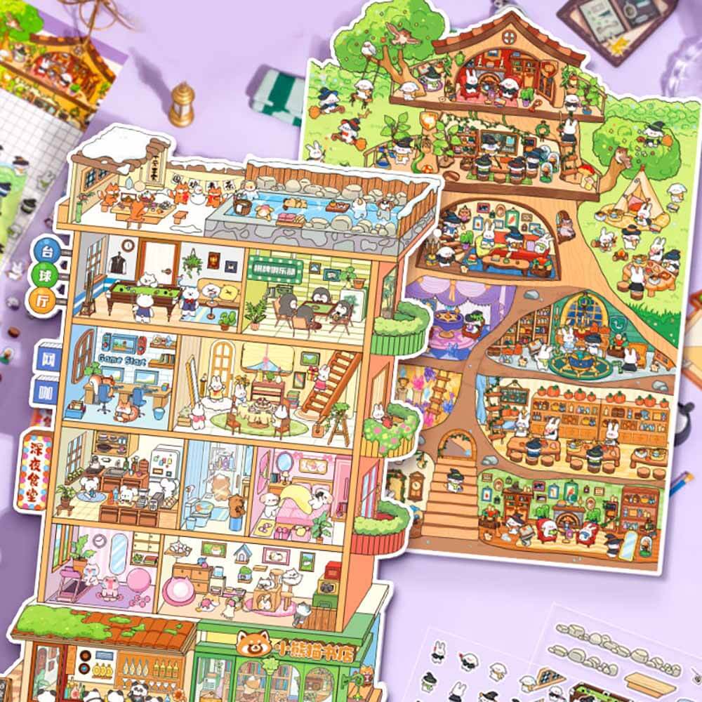 Apartment Theme DIY 3D Scene Stickers - 2 Cute Miniature Scenes