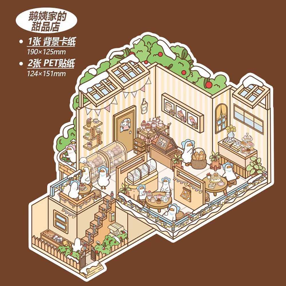 Cute Store 1.0 DIY Autocollants de scène 3D : 4 scènes miniatures mignonnes