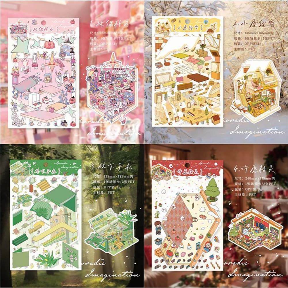 Eternal Reverie DIY 3D Scene Stickers 4 Cute Miniature Scenes(S)