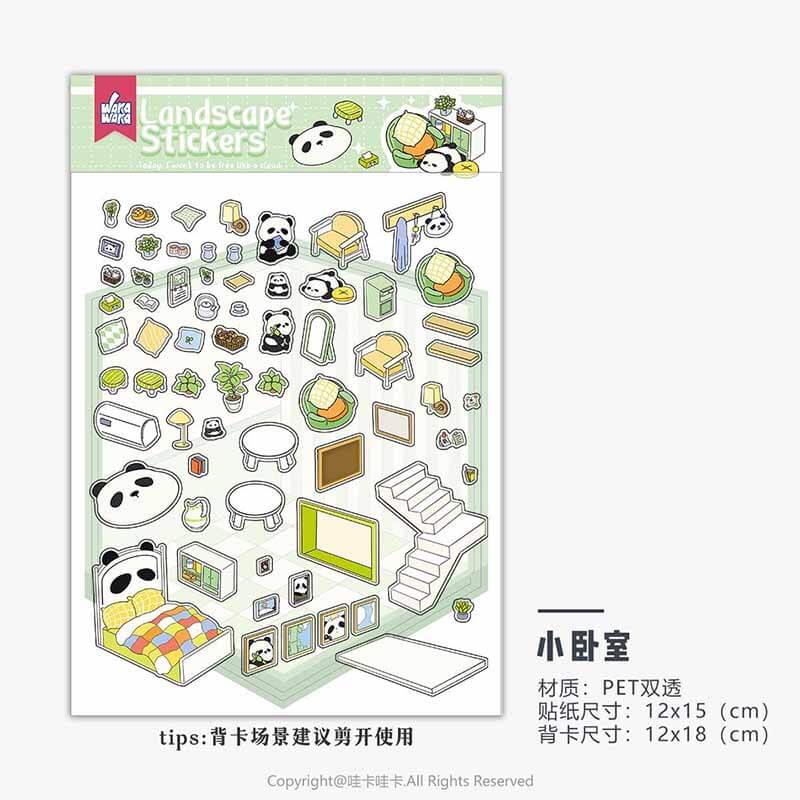 Cute Animal Home DIY 3D Scene Stickers 6 Cute Miniature Scenes(S)