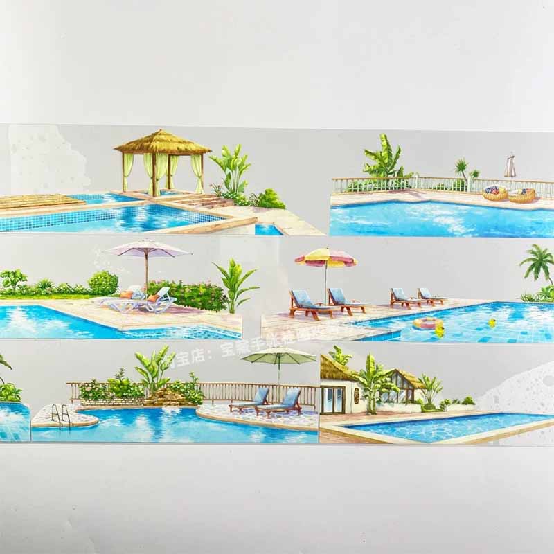 Vacation Wimming Pool PET Journaling Scene Tape