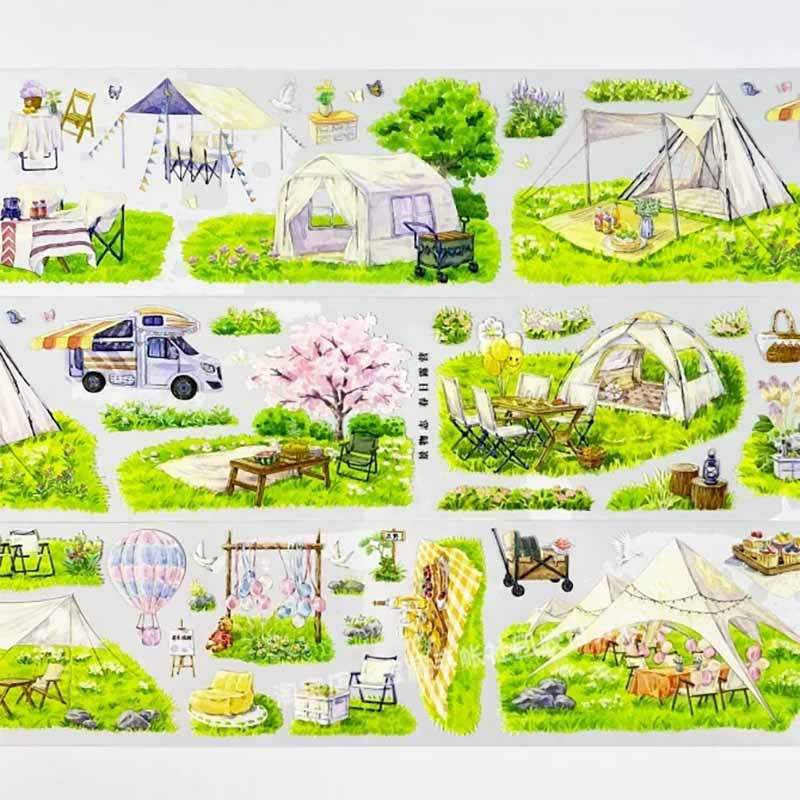 Spring Camping Series Landscape Handbook Adhesive Tape Stickers
