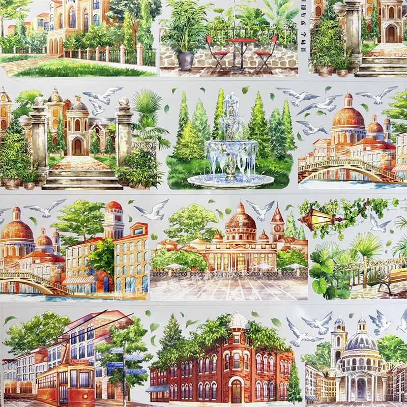 Roman Town PET Journal Collage Sticker