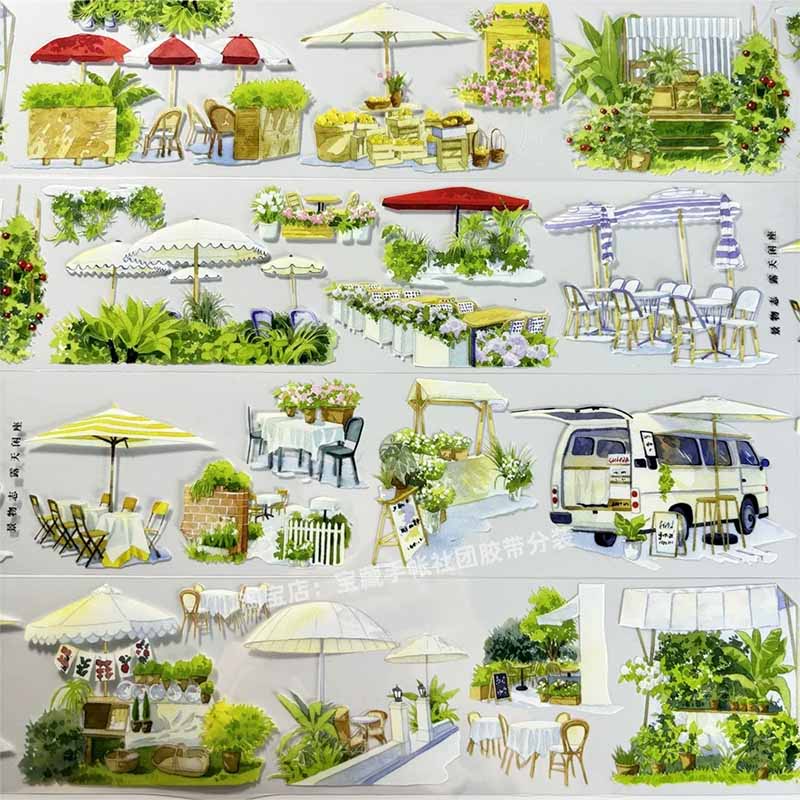 Open Air Seating Journaling Scene Collage Washi Tape