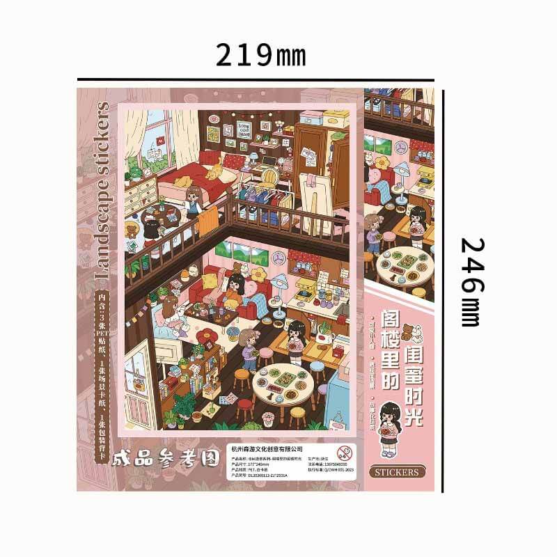 Attic Nights DIY 3D Scene Stickers 2 Cute Miniature Scenes(L)