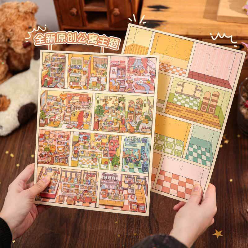 Apartment Life DIY 3D Scene Stickers 3 Cute Scenes(L)