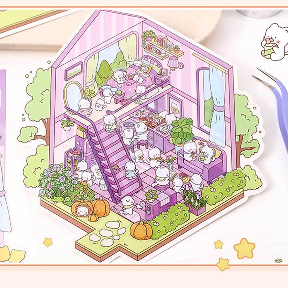 Critter Shop DIY 3D Scene Stickers 4 Cute Miniature Scenes(S)