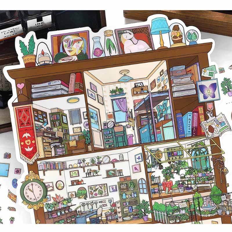 Storage Aesthetic DIY 3D Scene Stickers 2 Cute Scenes(L)