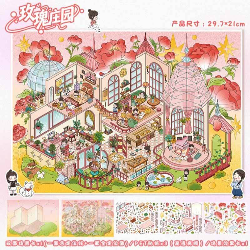 Floral Residence DIY 3D Scene Stickers 2 Cute Scenes(L)