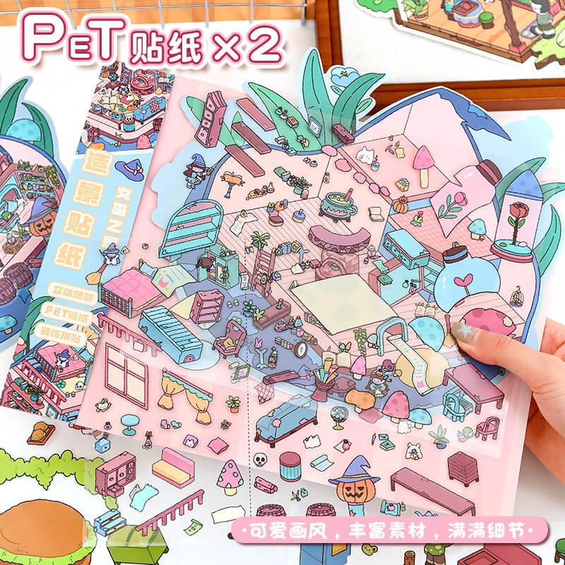 Creative Life DIY 3D Scene Stickers Lovely 2 Miniature Scenes(L)