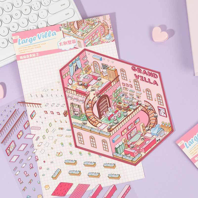Fantasy World DIY 3D Scene Stickers 4 Cute Miniature Scenes(L)