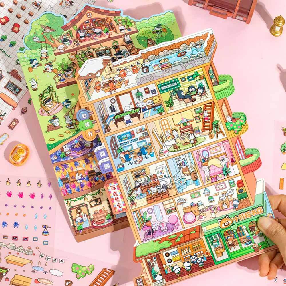 Apartment Theme DIY 3D Scene Stickers - 2 Cute Miniature Scenes
