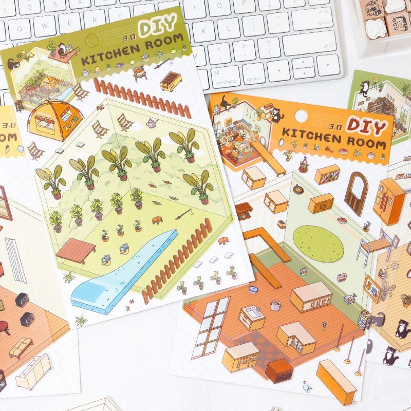 Warm Breezes DIY 3D Scene Stickers 4 Cute Miniature Scenes(S)