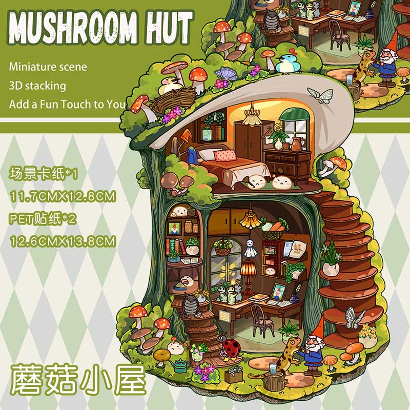 Enchanted Fantasy Realms DIY 3D Scene Stickers 4 Cute Miniature Scenes(S)