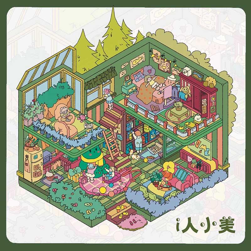 Introvert’s Paradis DIY 3D Scene Stickers 5 Cute Miniature Scenes(M)