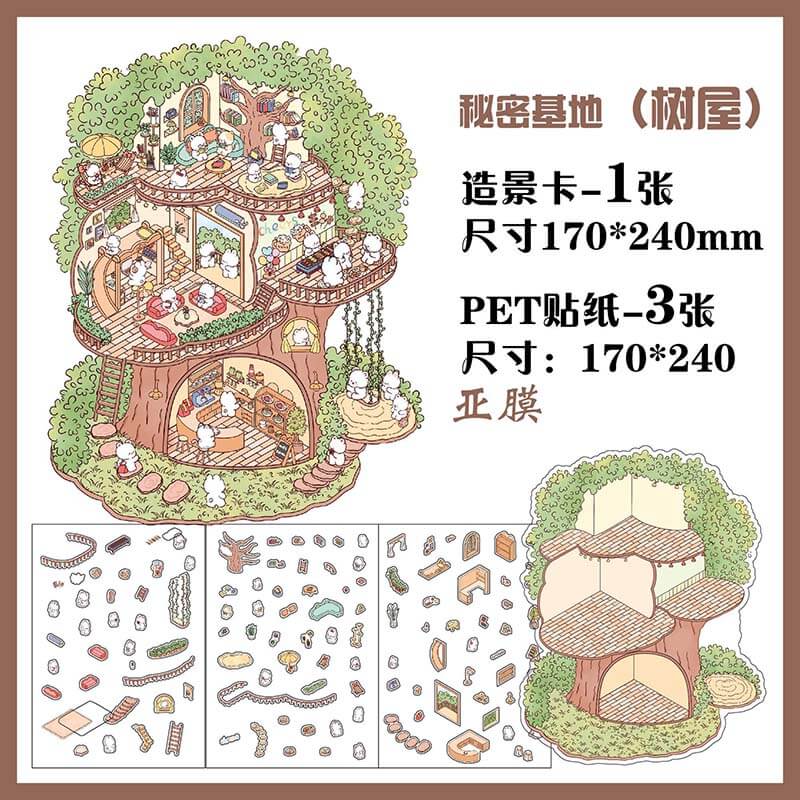 Euphoria Realm DIY 3D Scene Stickers 4 Cute Miniature Scenes