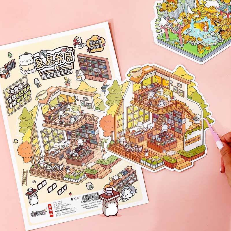 Slow Living Club DIY 3D Scene Stickers 3 Cute Miniature Scenes(L)
