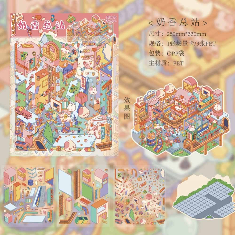 Bigger picture DIY 3D Scene Stickers - 4 Cute Miniature Scenes