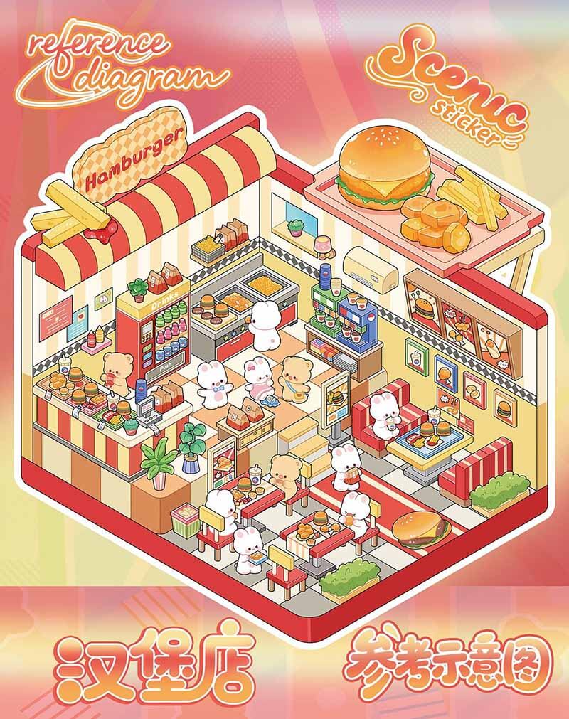 Dreamlike Realm Book 3D Scene Stickers With Guide Lines(S)