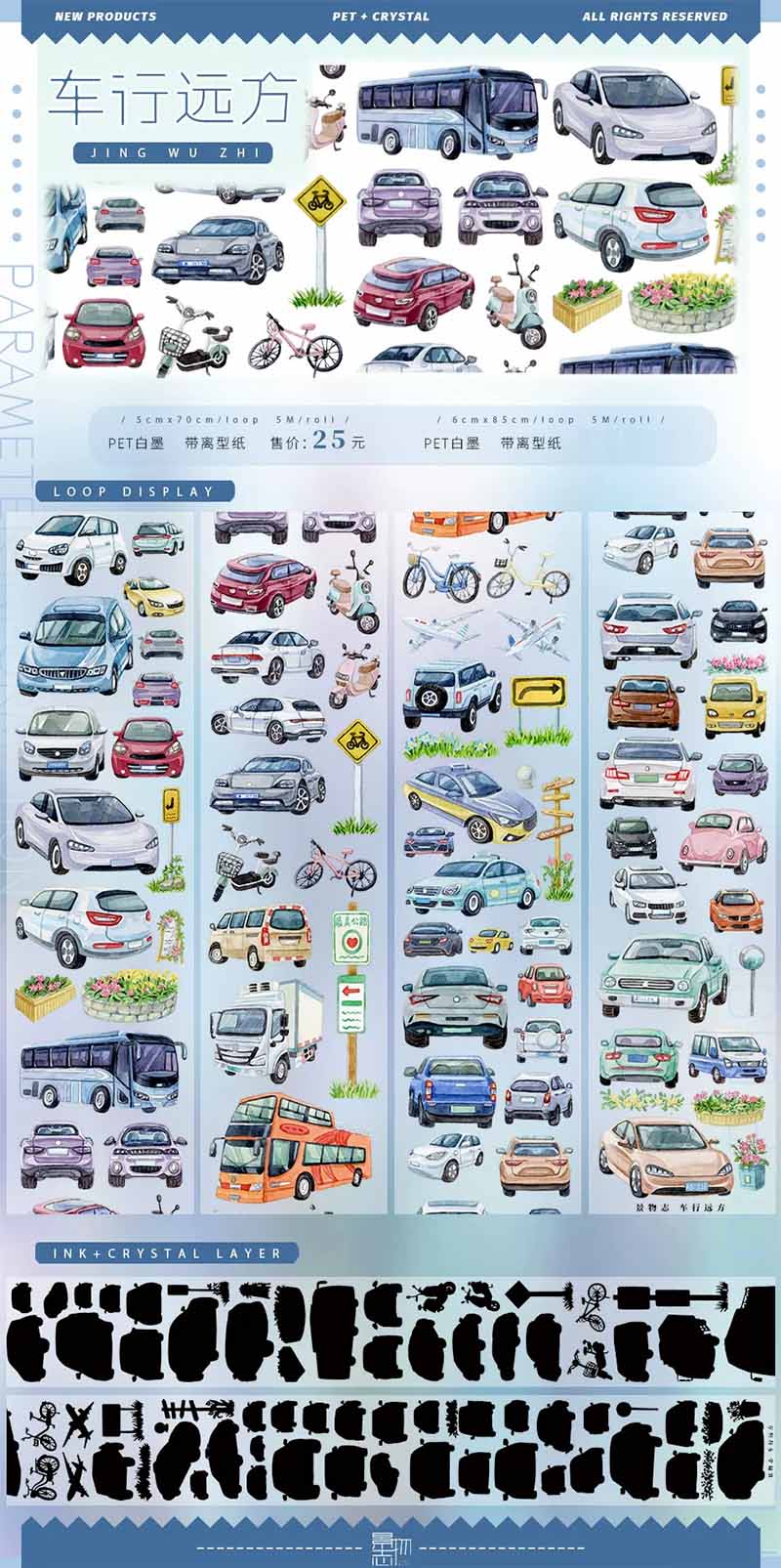 Street Sea View Pedestrian DIY Journal Sticker Tape
