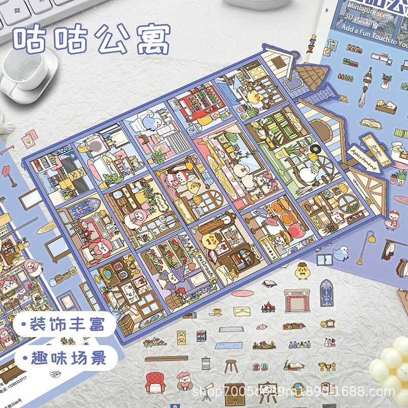 Apartment Life DIY 3D Scene Stickers 3 Cute Scenes(L)