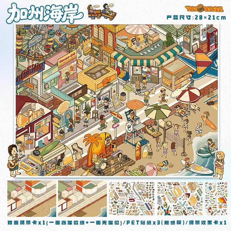 Coastal Journey DIY 3D Sticker 2 Cute Miniature Scenes(L)