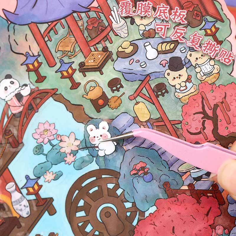 Timeless Scenery DIY 3D Scene Stickers 4 Cute Miniature Scenes(L)