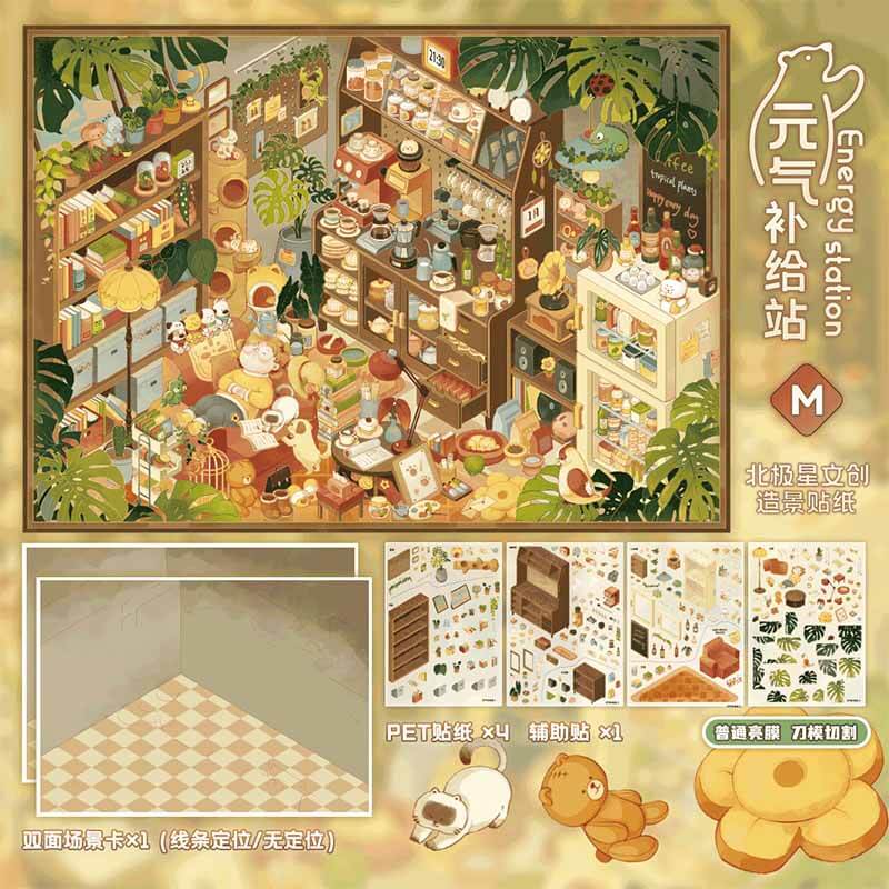 Happy Moments DIY 3D Scene Stickers 4 Cute Scenes(S&L)