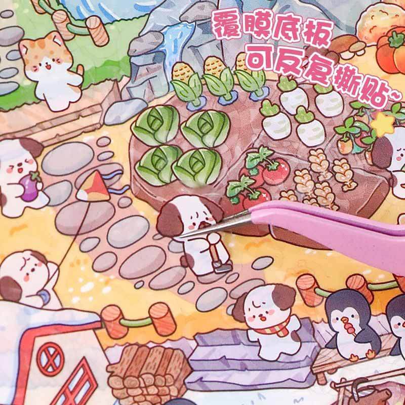 Timeless Scenery DIY 3D Scene Stickers 4 Cute Miniature Scenes(L)