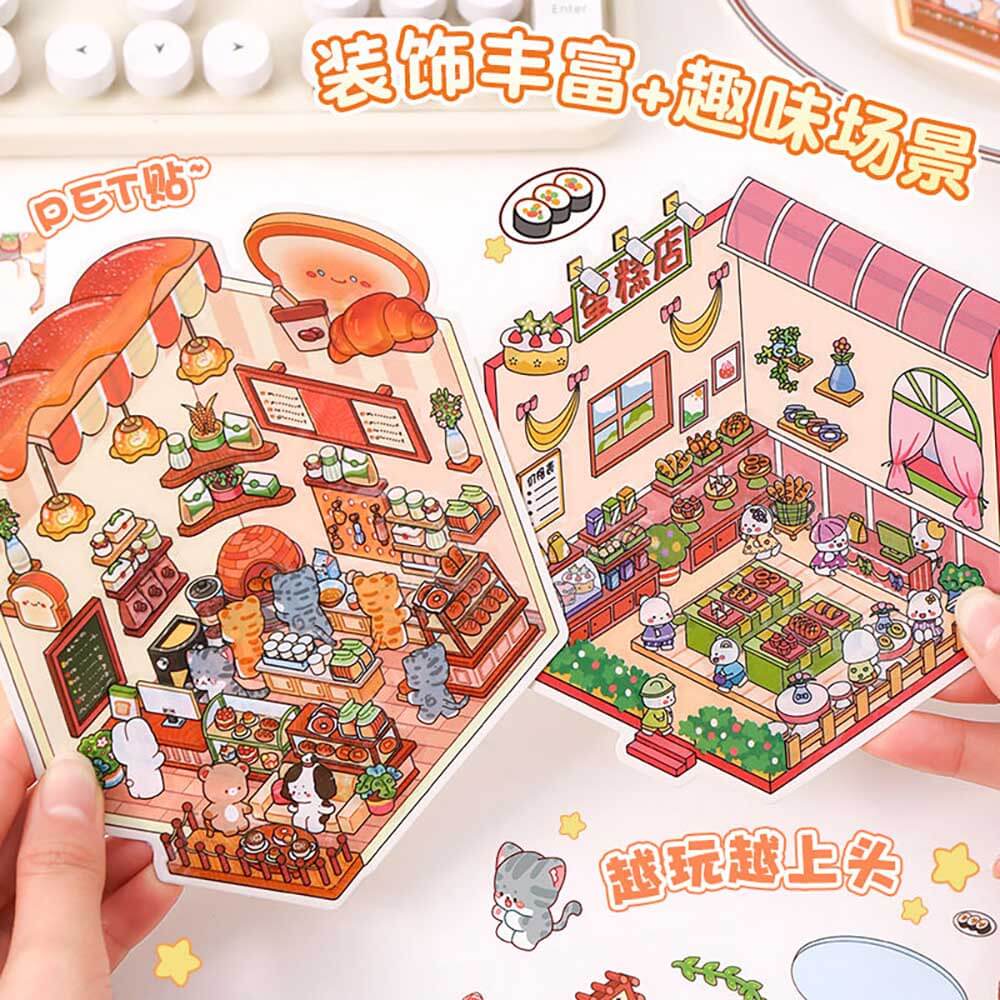 Critter Shop DIY 3D Scene Stickers 4 Cute Miniature Scenes