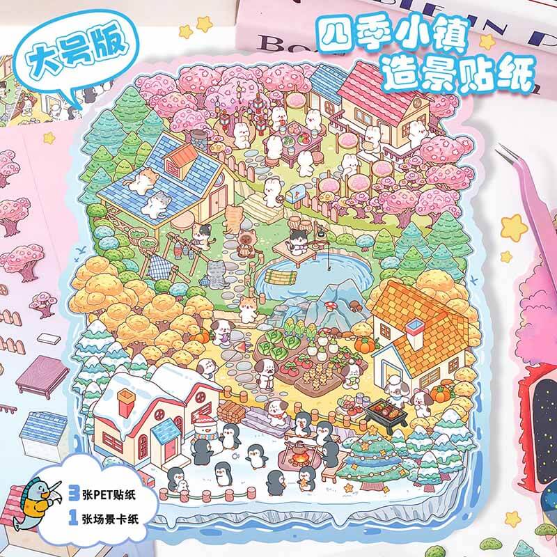 Timeless Scenery DIY 3D Scene Stickers 4 Cute Miniature Scenes