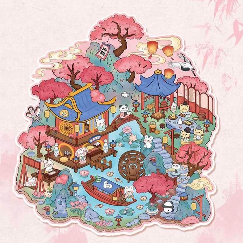 Timeless Scenery DIY 3D Scene Stickers 4 Cute Miniature Scenes(L)