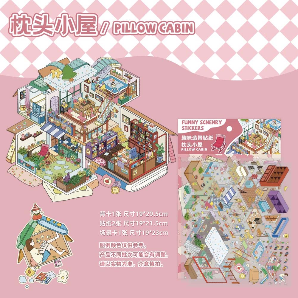 Wonderful Nook Scene Stickers 4 Cute Miniature Scenes(L)