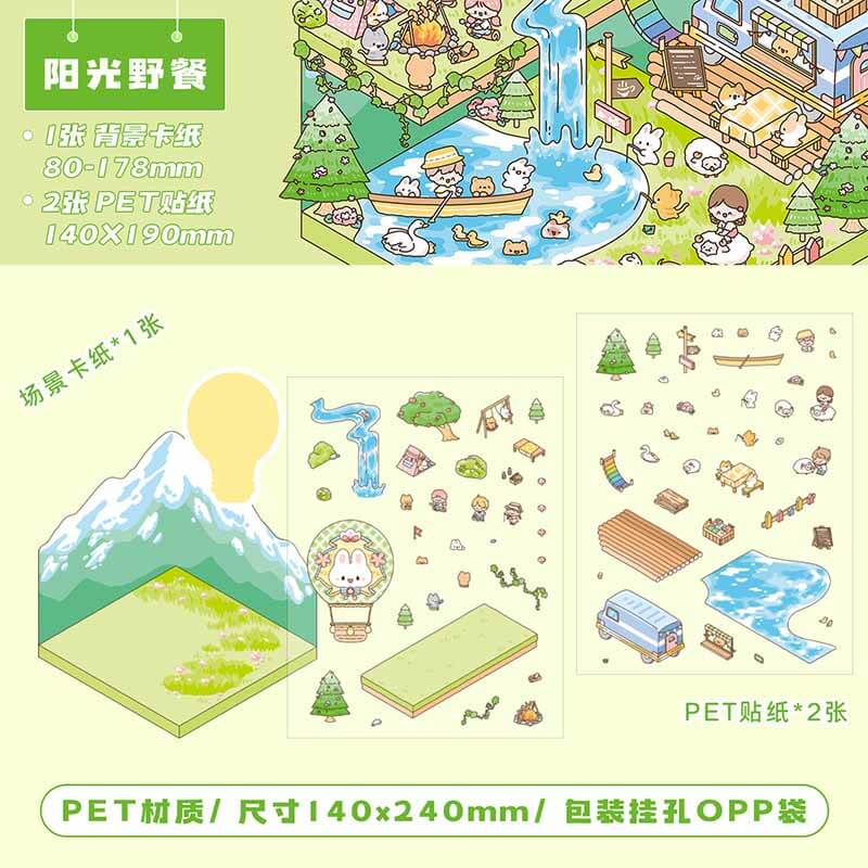 Romance Odyssey DIY 3D Scene Stickers 4 Cute Miniature Scenes(S)