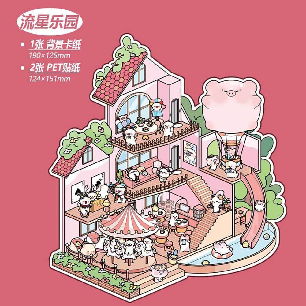 Autocollants de scène 3D DIY Cute Store 2.0 : 4 scènes miniatures mignonnes