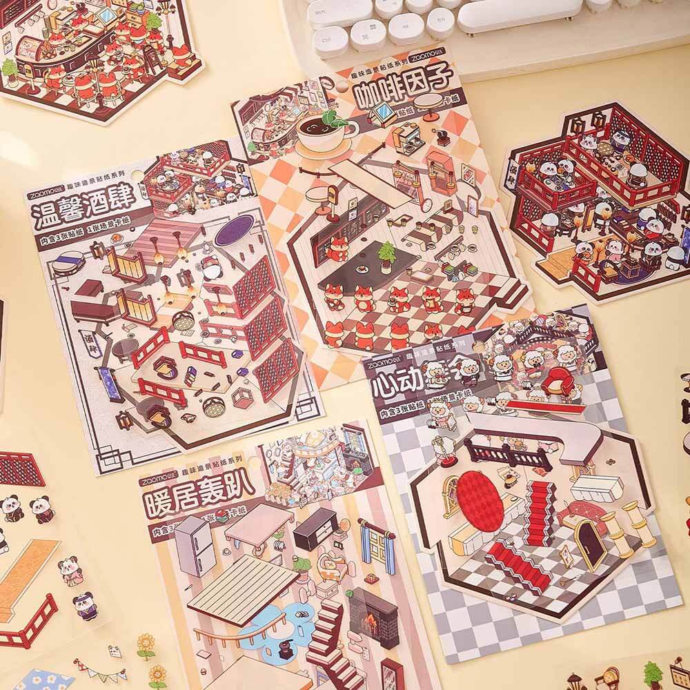 Cosmic Fairytale DIY 3D Scene Stickers 4 Cute Miniature Scenes
